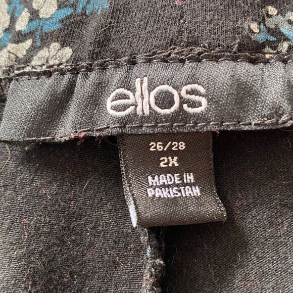 Elios Womens Black Floral Knit Pajama Bottoms with Elasticized Waist Size 2X - Picture 3 of 10